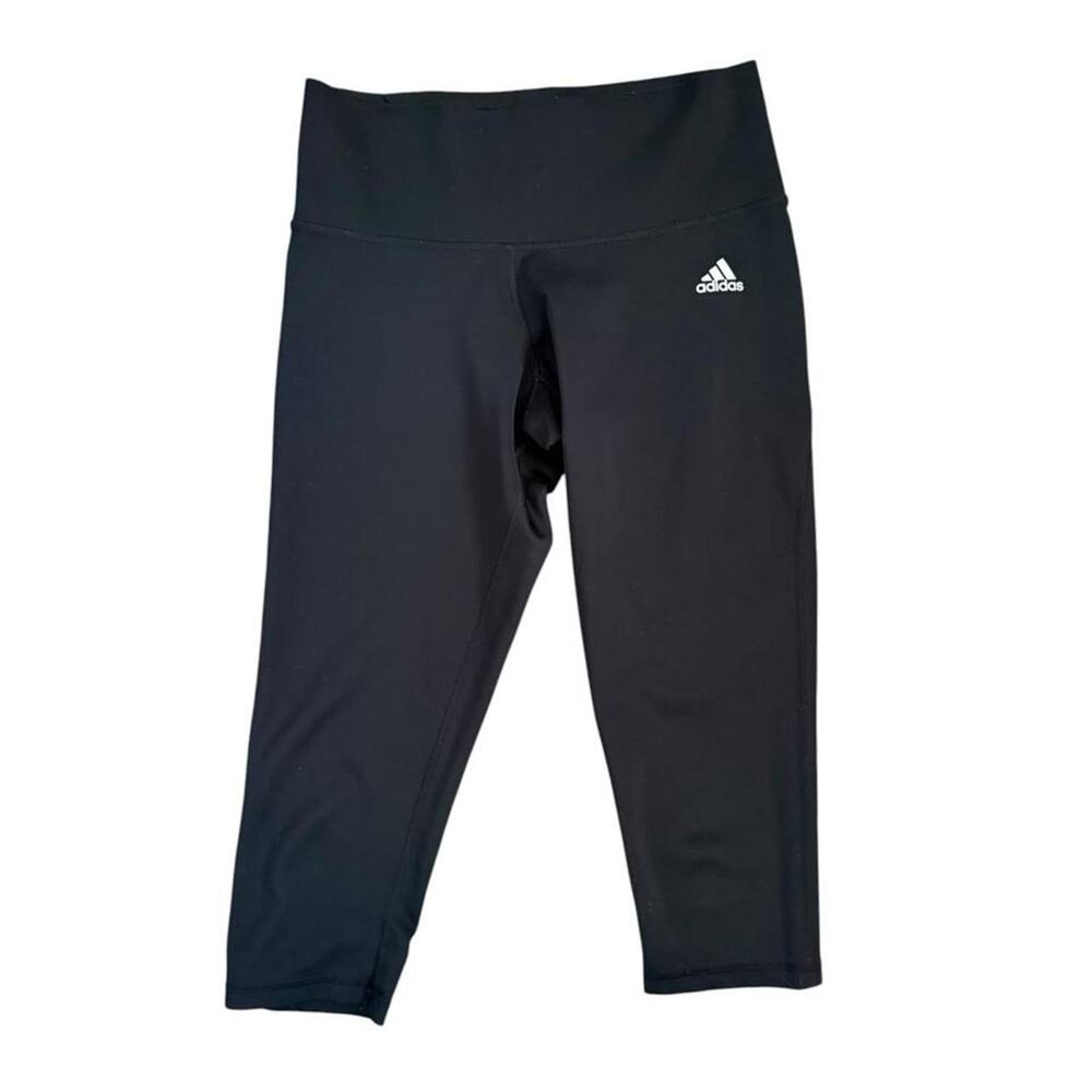 Adidas Climalite Black Cropped Leggings High Waisted Capri Tights Womens Small